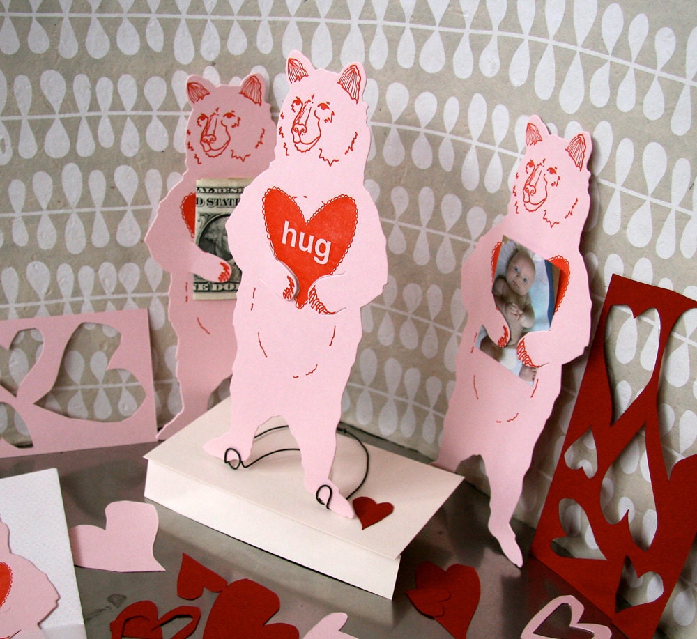 letterpress Valentine Bear Hug card