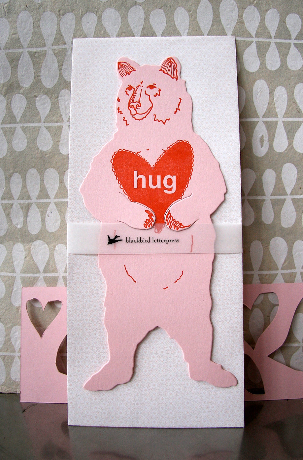 letterpress Valentine Bear Hug card
