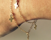 Tiny Cross Bracelet - 14k gold