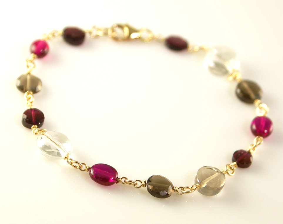 Multi Gemstone Valentine Bracelet - 14k gold filled