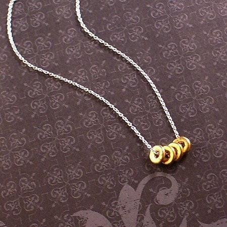 Two-Toned circles necklace - 14k gold and sterling silver - small and simple