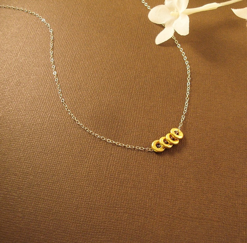 Two-Toned circles necklace - 14k gold and sterling silver - small and simple