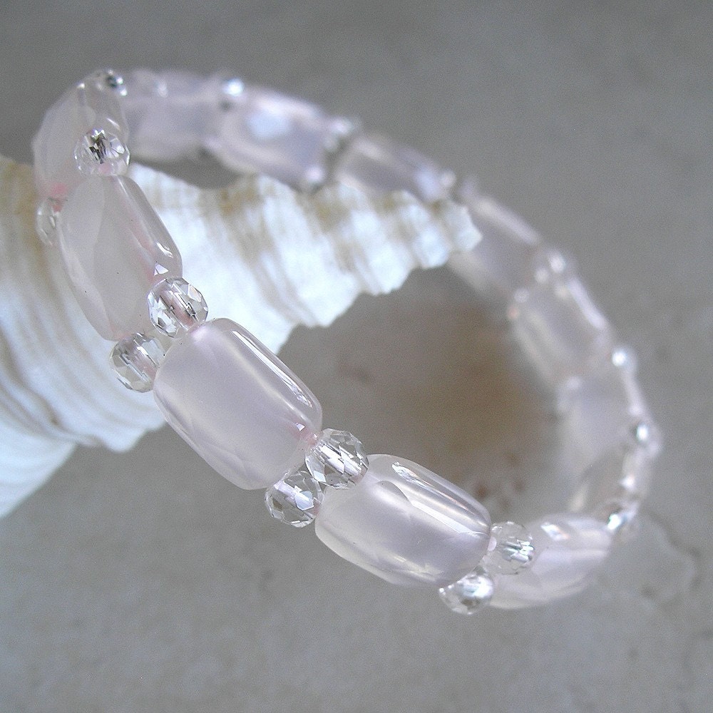 Pink Chalcedony Beads- Faceted Rectangle Beads