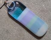 Summer colors, Color block necklace, Fused glass pendant necklace, Blue glass necklace