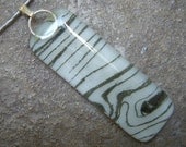 Faux Bois  Print, Fused Glass Pendant, Black & White Pendant Necklace