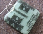 Tribal print Mint green necklace, Fused Glass Pendant Necklace, Tribal jewelry
