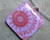 Spring colors, Purple glass pendant necklace, Fused Glass Jewelry, Violet pendant