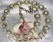 Vintage Coro Rhinestone and Gold Necklace