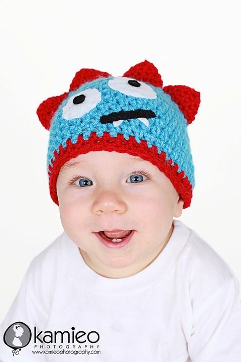 Instant Download, Fun Little Monster Hat PATTERN - PDF File Only