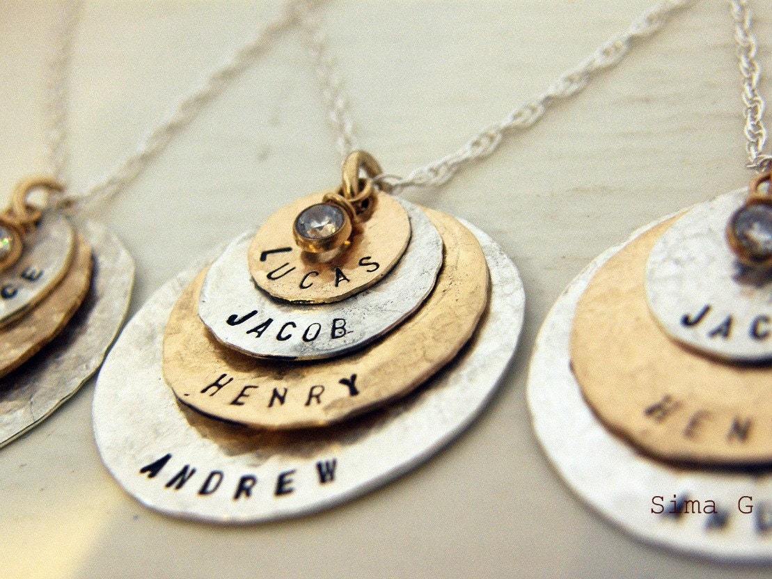 As Seen At THE DENVER POST and Channel 9 News - Personalized Your Charm - Two Tone Necklace -   - 4 discs -Simag
