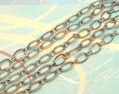 Antique Silver Chain Textured Oval Soldered  3' AS163