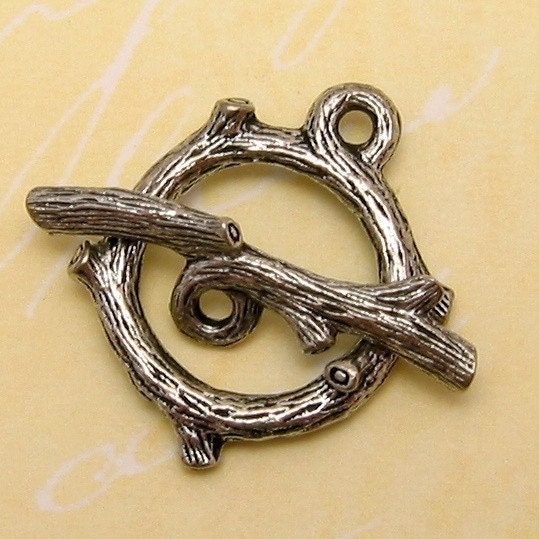 Twig Toggle Clasp Antique Silver Pewter AS116