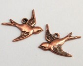 Bird Charm Antique Copper Trinity Brass 1 Pair AC79