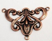 Antique Copper Art Nouveau Connector Trinity Brass AC84