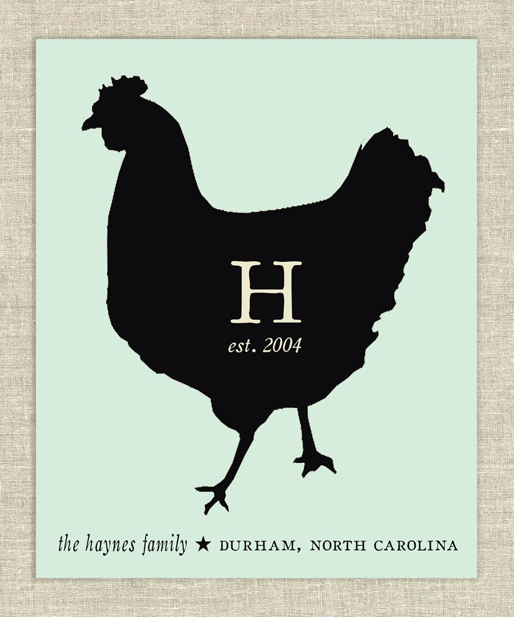 family chicken monogram printable