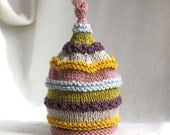 Girl's knit hat with colourful stripes.  Size 18 months- 4 years.
