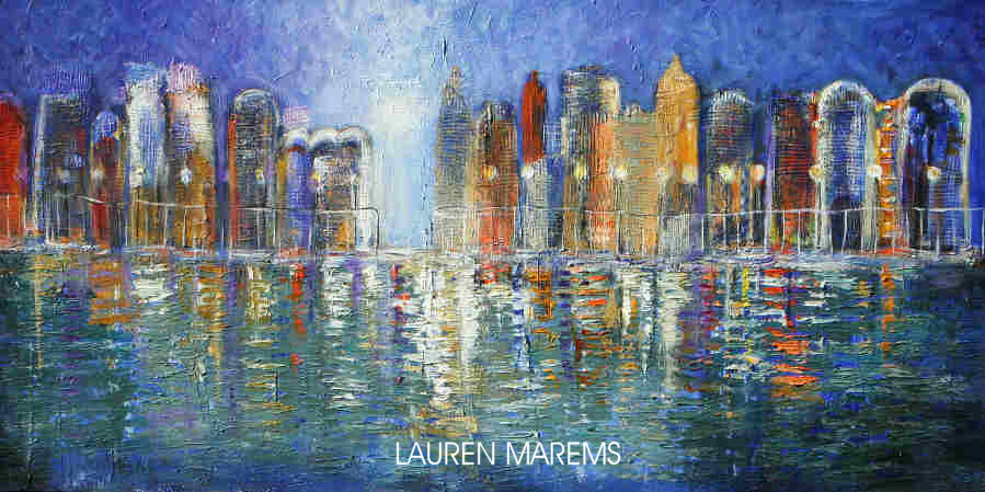 Textured Abstract cityscape painting modern art textured paint Made to order  Marems