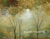 Landscape abstract forest woods greens and golds made to order