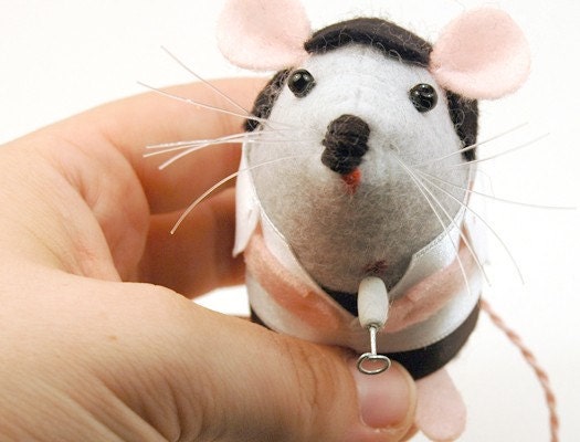 Pulp Fiction Mia Wallace Mouse ornament cute felt mice rat hamster gift for animal lovers or collectors - READY TO SHIP