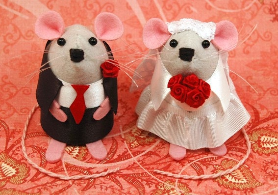 Wedding Mice Card blank cute mice rat hamster animal lovers - Mr and Mrs Mouse