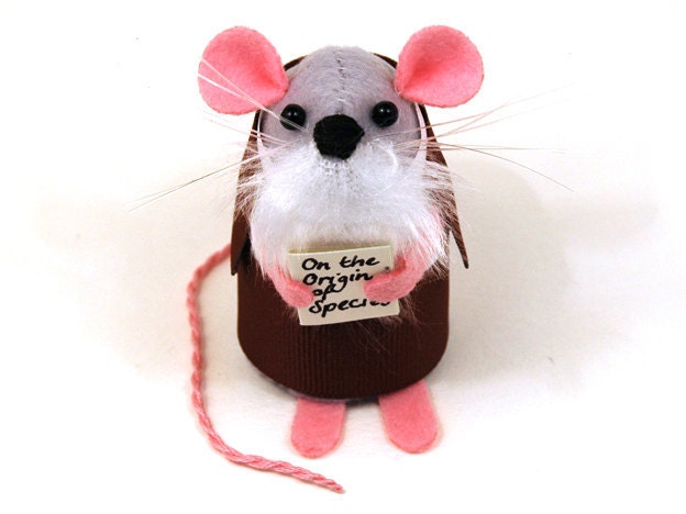 Charles Darwin Mouse ornament felt rat hamster mice cute gift for animal lover or collector by TheHouseofMouse