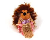 Mothers Day Knitting Hedgehog Ornament Mothers Day cute felt and fake fur gift for animal lover or collector - Amy - Ready to ship