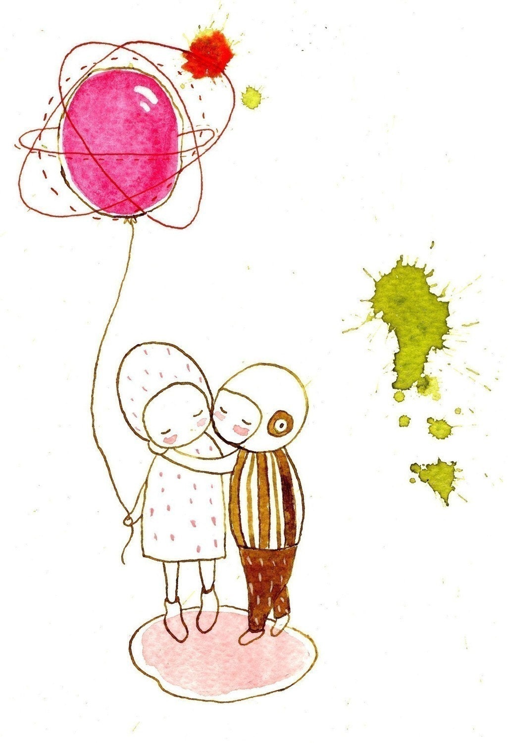 Childrens Wall Art Print -Kiss me,  BIG PRINT 11.69 x 16.54 inches (A3)