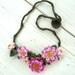 Crochet Necklace Pink Flowers