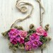 Crochet Bib Necklace in Hot Pink Flowers