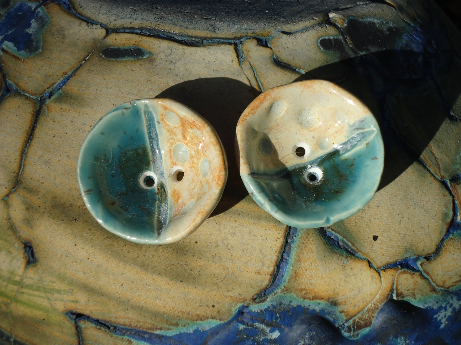 Two Thumbprint Stoneware Buttons