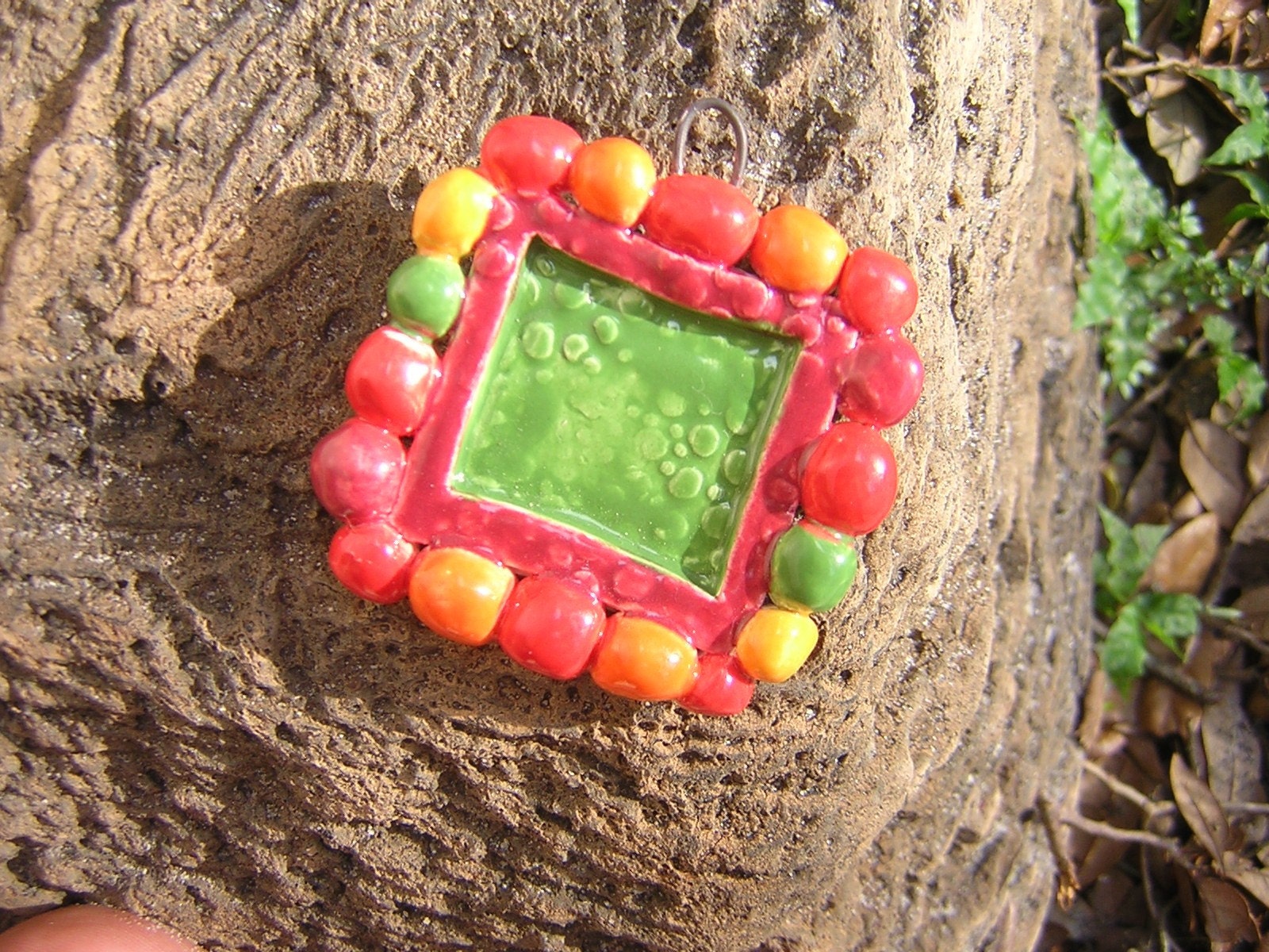 Bright Shadow Box Clay Pendant