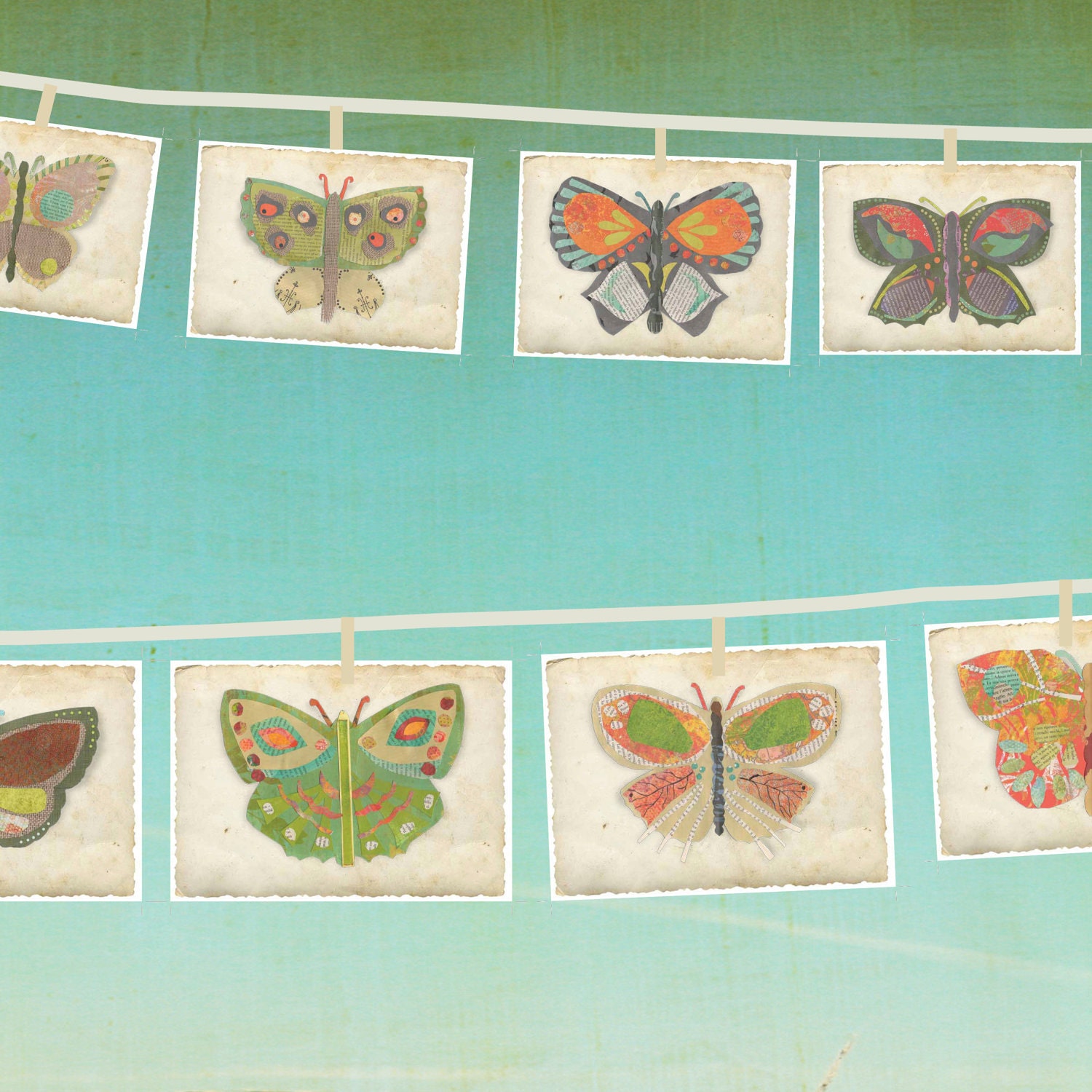 Vintage Butterfly 5x7 Wall Cards