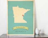 Choose Your State Personalized Vintage Map Wall Art 11x14