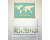 World Roots Map 18x24 Customized Print (Blue)