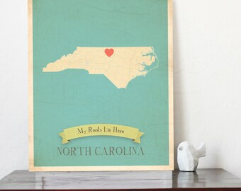 Choose Your State Personalized Vintage Map Wall Art 11x14