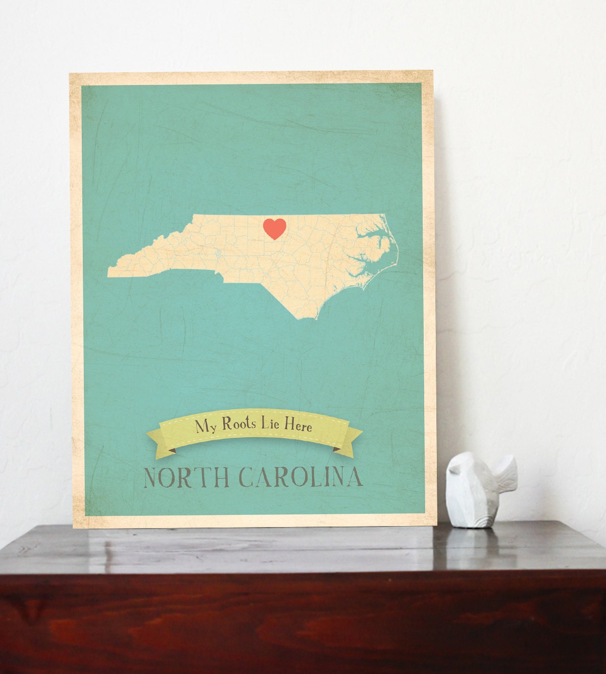 Choose Your State Personalized Vintage Map Wall Art 11x14
