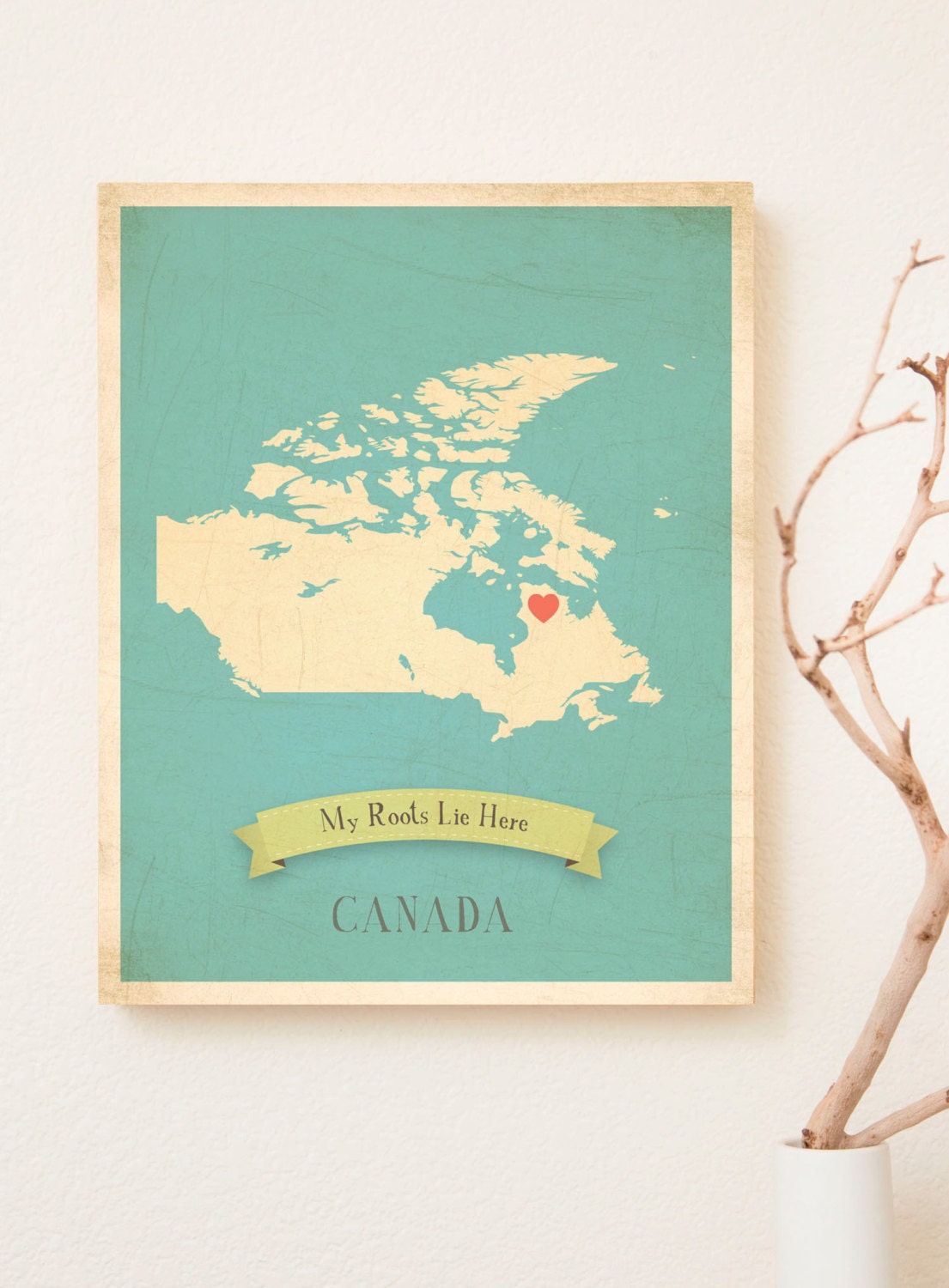 Choose Your Country Personalized Vintage Map Wall Art 11x14