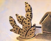 Beto Silver Cactus Pin Brooch - Sterling Pre-Eagle - 1940s - Taxco Mexico - OOAK Handmade Vintage Modernist Mid-Century Design