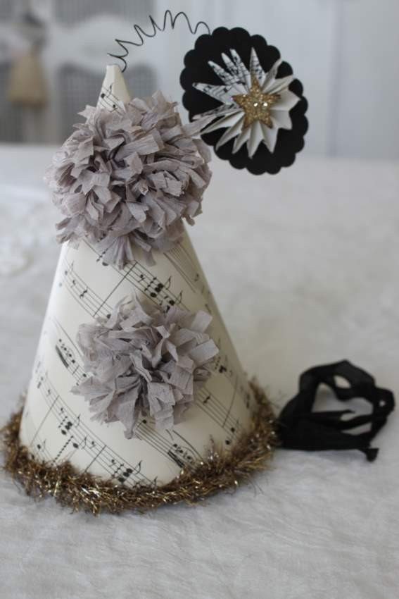 Grey Pom Pom Party Hat with Star Adornment