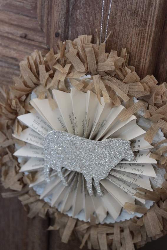 Glass Glittered Sheep Adornment