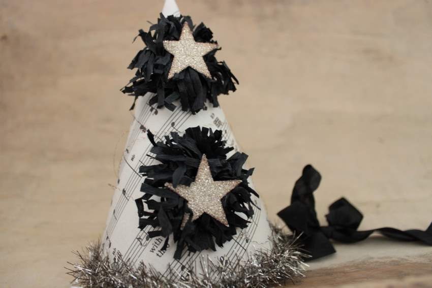 Black Pom Pom Party Hat