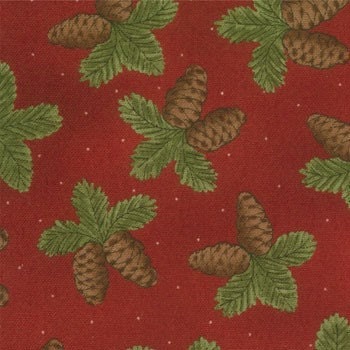 Christmas Magic Moda Fabric 1 Yard Red Pinecones