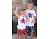 Custom July 4th Patriotic Star Tee Shirt, Tank or Onesie For Boys or Girls.....Add a Matching Skirt for 10.00