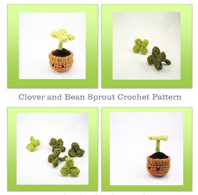 Amigurumi Crochet Pattern - Clover and Bean Sprout Plant