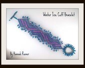CLEARANCE Blue Pink and Green Winter Ice Cuff Bracelet Beadweaving Glass