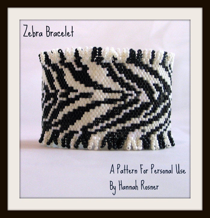 Bead Pattern African Zebra Print Beaded Bracelet with toggle clasp tutorial instructions
