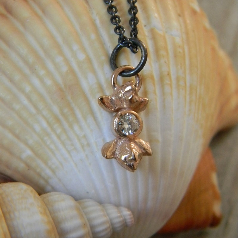 Moissanite and 14k Rose Gold Lilac Bud Necklace