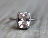 Morganite and 14k Palladium White Gold Ring, Made In Your Size