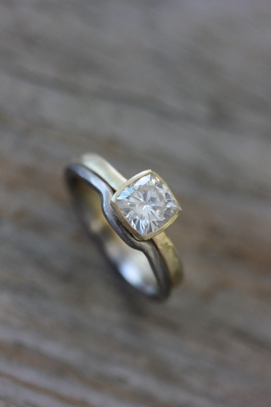 14k Palladium White Gold Wrap Style Wedding Band, Recycled Gold Artisan Wedding Band