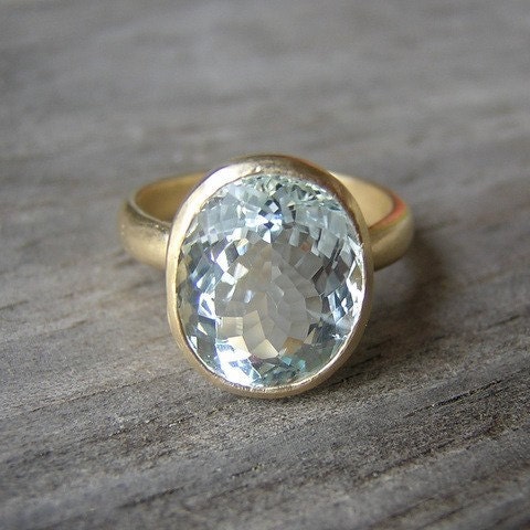 14k Rock Fetish Ring With Aquamarine,  Made in your Size